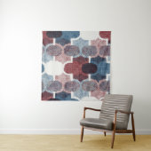 Geometrisch Abstract rood blauw patroon Wandkleed (In situ)