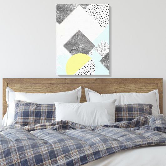 Geometrisch Abstract Scandi-ontwerp Canvas Afdruk (Insitu (Slaapkamer))