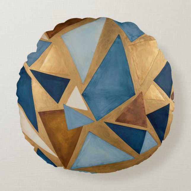 geometrisch abstract voor blues en metal rond kussen (Voorkant)