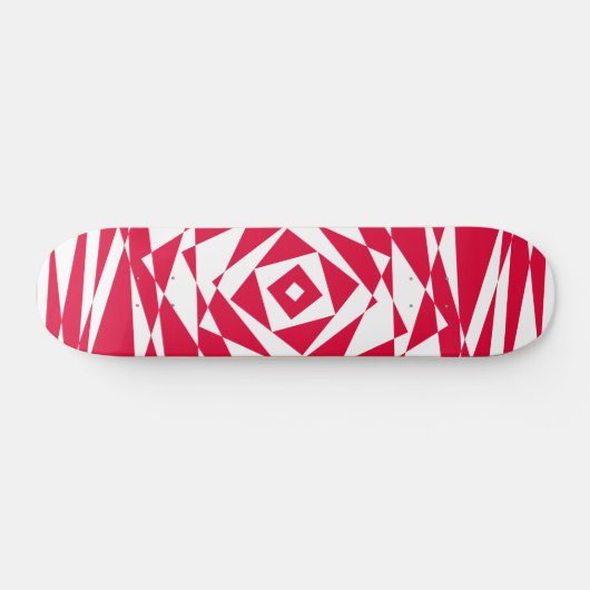 Geometrisch Abstract White & Red Illusion Skateboa Persoonlijk Skateboard (Horizontaal)