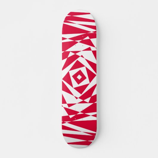 Geometrisch Abstract White & Red Illusion Skateboa Persoonlijk Skateboard (Voorkant)
