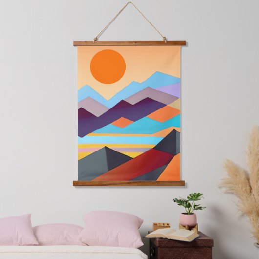 Geometrisch Abstract zuidwestelijke bergen Hangend Wandkleed (Slaapkamer)