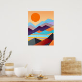 Geometrisch Abstract zuidwestelijke bergen Poster (Keuken)