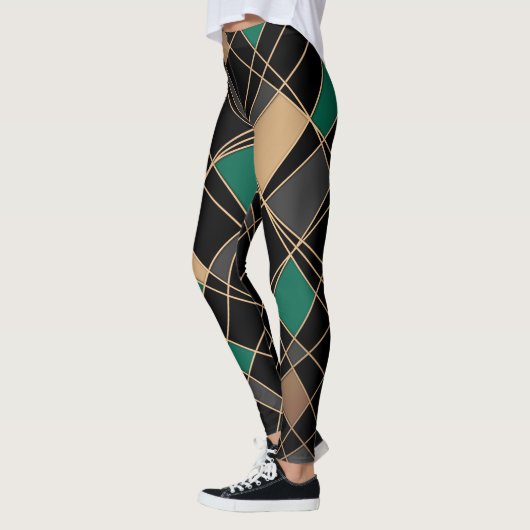 Geometrisch, abstract, zwart leggings (Links)
