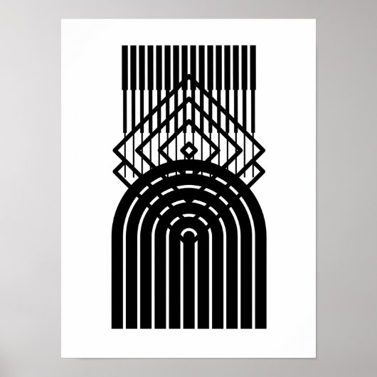 Geometrisch Abstract Zwart Mid Century Contemporar Poster (Voorkant)