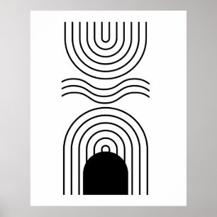 Geometrisch Abstract Zwart Mid Century Contemporar Poster