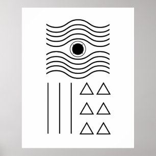 Geometrisch Abstract Zwart Mid Century Contemporar Poster