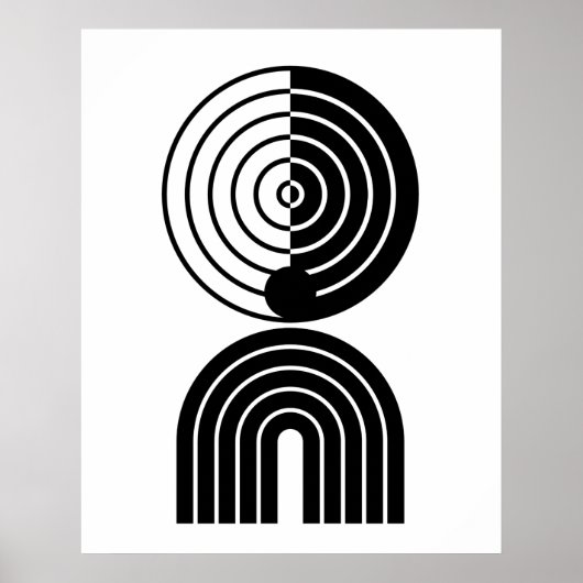 Geometrisch Abstract Zwart Mid Century Contemporar Poster (Voorkant)