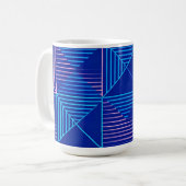Geometrisch Abstracte Mok Blauwe Roze Neon Patroon (Voorkant links)