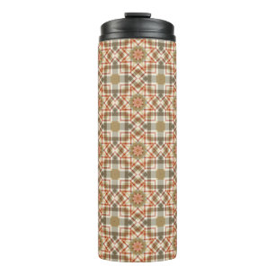 Geometrisch achthoekig patroon met warme kleuren thermosbeker