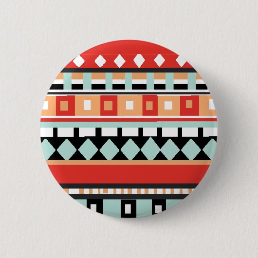 Geometrisch - Adobe, Turquoise & Brown Ronde Button 5,7 Cm (Voorkant)