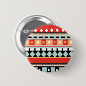 Geometrisch - Adobe, Turquoise & Brown Ronde Button 5,7 Cm (Voorkant /achterkant)