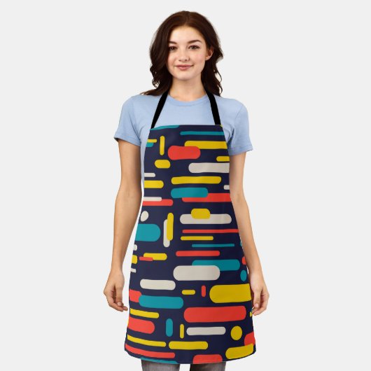 Geometrisch afgerond rechthoekpatroon schort (Gedragen)