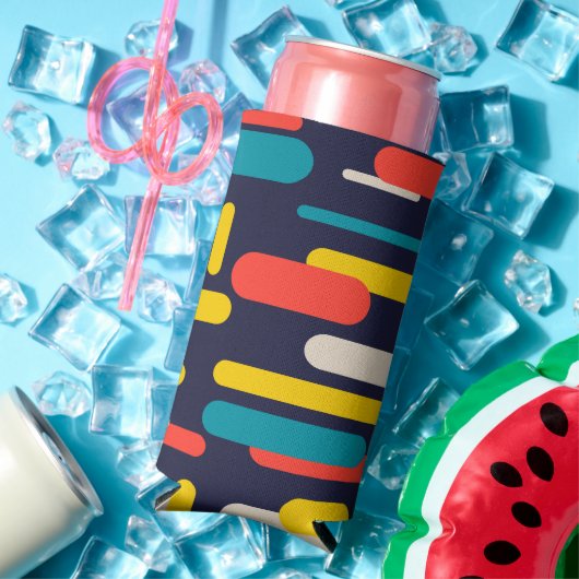 Geometrisch afgerond rechthoekpatroon seltzer blikjeskoeler (Insitu Zomer)