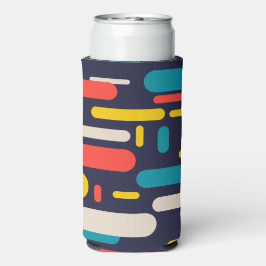 Geometrisch afgerond rechthoekpatroon seltzer blikjeskoeler (Seltzer Achterkant)