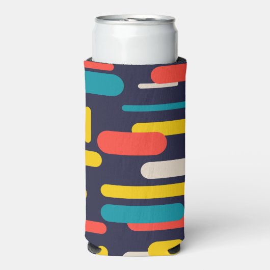 Geometrisch afgerond rechthoekpatroon seltzer blikjeskoeler (Seltzer Voorkant)