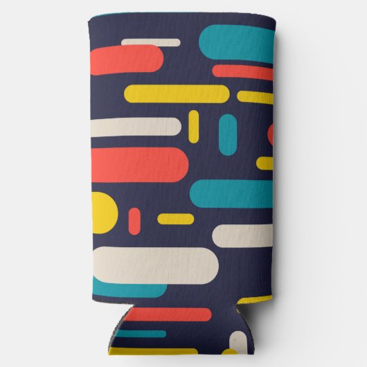 Geometrisch afgerond rechthoekpatroon seltzer blikjeskoeler (Achterkant)