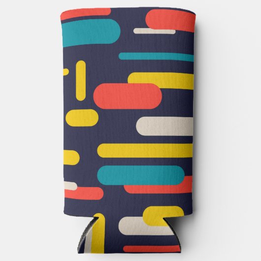 Geometrisch afgerond rechthoekpatroon seltzer blikjeskoeler (Voorkant)