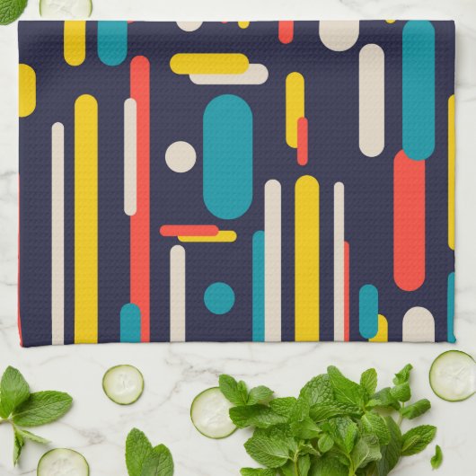 Geometrisch afgerond rechthoekpatroon theedoek (Gevouwen)
