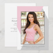 Geometrisch Afstudeerder | Roze/grijze GraduPartij Kaart (Voorkant / Achterkant)