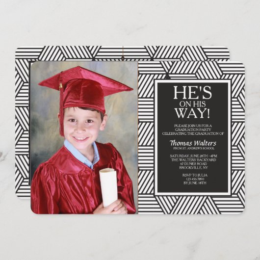 Geometrisch Afstuderen Fotouitnodiging Kaart (Voorkant / Achterkant)