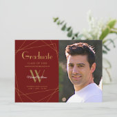 Geometrisch Afstuderen van het moderne maroon Mono Aankondiging (Staand voorkant)