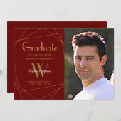 Geometrisch Afstuderen van het moderne maroon Mono Aankondiging (Voorkant / Achterkant)