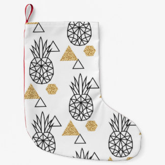 Geometrisch ananas gouden Stippen patroon. Kleine Kerstsok