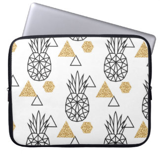 Geometrisch ananas gouden Stippen patroon. Laptop Sleeve