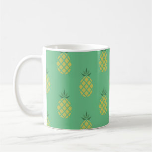 Geometrisch ananaspatroon op groen koffiemok