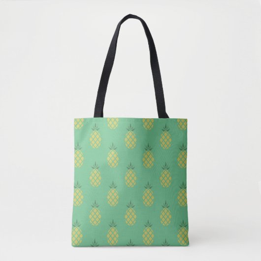 Geometrisch ananaspatroon op groen tote bag (Voorkant)