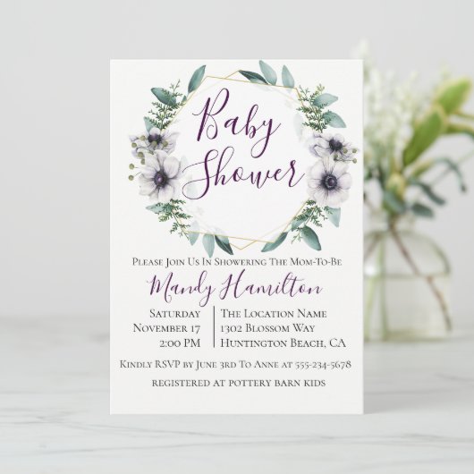 Geometrisch anemoon eucalyptus Baby shower Kaart (Staand voorkant)