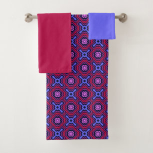 Geometrisch arabesk patroon in levendig roze en bl bad handdoek