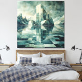 Geometrisch arctisch landschap met ijsbergen canvas afdruk (Insitu (Slaapkamer))