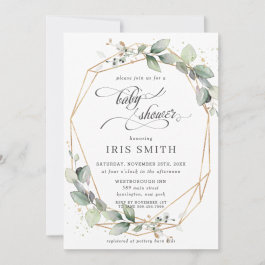 Geometrisch Baby shower van de Leafy Foliage Kaart (Voorkant)