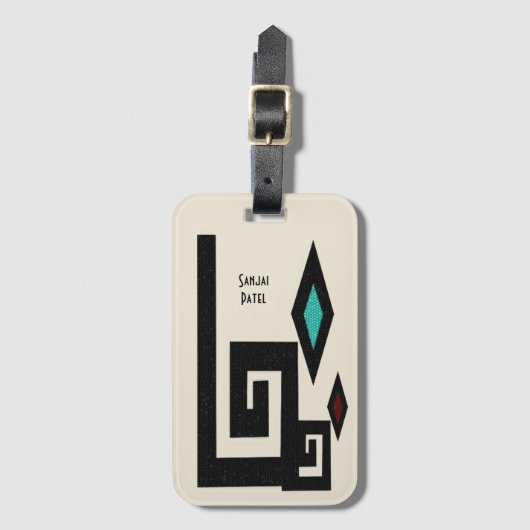 Geometrisch Bagagelabel met Southwestern-stijl (Voorkant (verticaal))