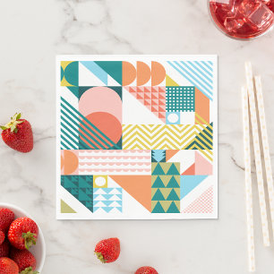 Geometrisch Bauhaus Patroon Scandi Mozaïek Servet