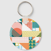 Geometrisch Bauhaus Patroon Scandi Mozaïek Sleutelhanger (Achterkant)
