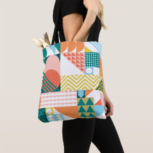 Geometrisch Bauhaus Patroon Scandi Mozaïek Tote Bag
