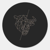 Geometrisch Beer Bull Ronde Sticker (Voorkant)