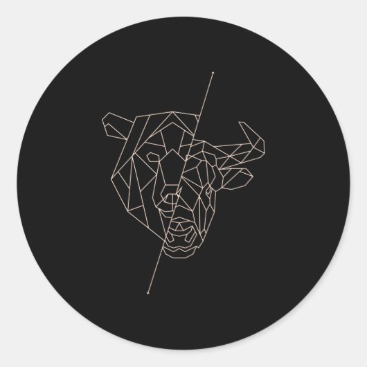 Geometrisch Beer Bull Ronde Sticker (Voorkant)