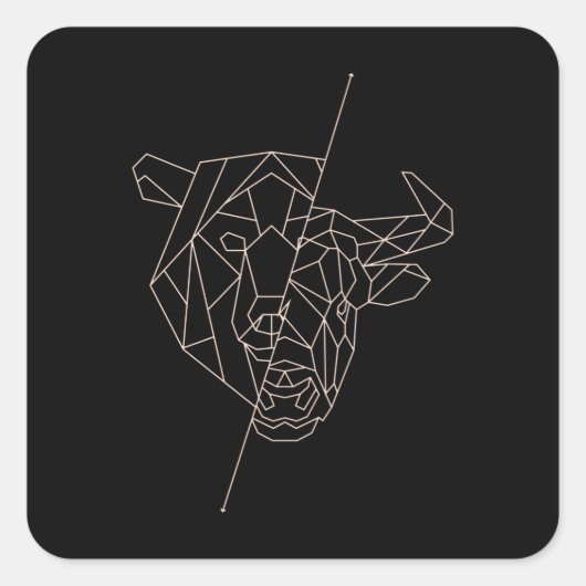 Geometrisch Beer Bull Vierkante Sticker (Voorkant)