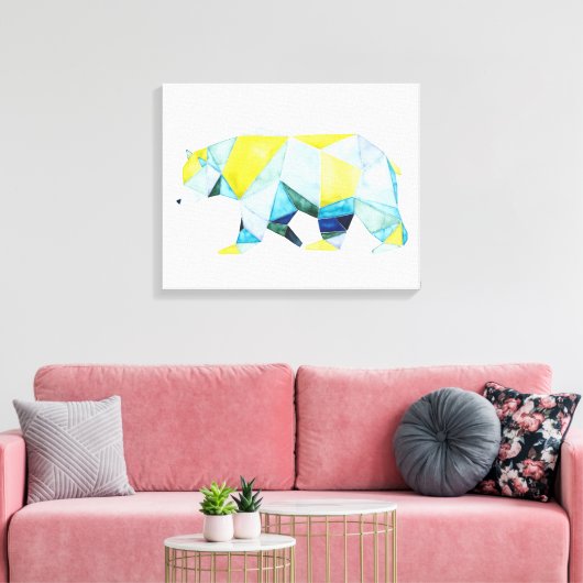 Geometrisch Beer Dier Canvas Afdruk (Insitu (Woonkamer))