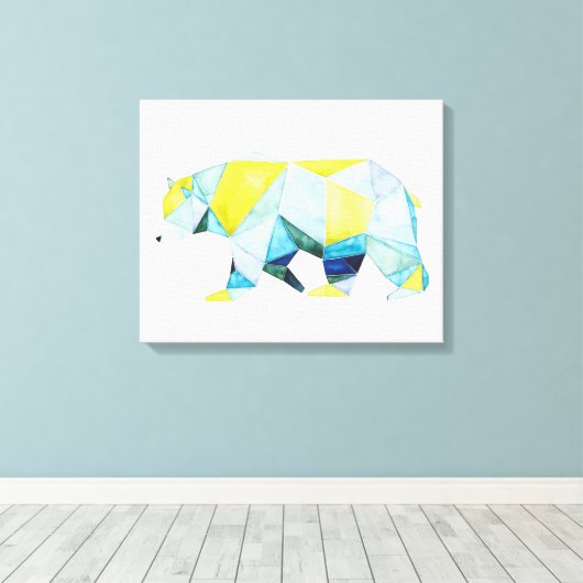 Geometrisch Beer Dier Canvas Afdruk (Insitu (Houten vloer))