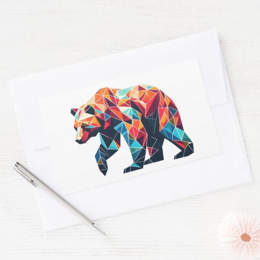 Geometrisch Beer Rechthoekige Sticker (Envelop)