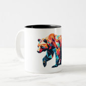 Geometrisch Beer Tweekleurige Koffiemok (Voorkant links)