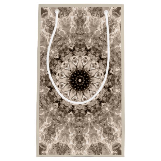 geometrisch, beige, bruin, mandala klein cadeauzakje (Voorkant)