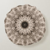 geometrisch, beige, bruin, mandala rond kussen (Achterkant)