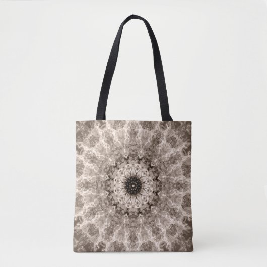 geometrisch, beige, bruin, mandala tote bag (Voorkant)