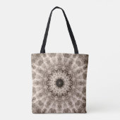 geometrisch, beige, bruin, mandala tote bag (Achterkant)